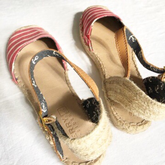 Espadrille breton stripe sandals nautical theme red, white, blue - Picture 7 of 8